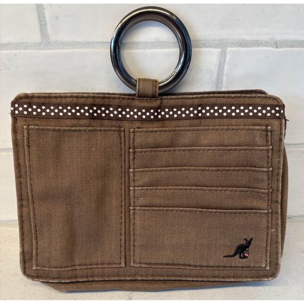 Pouchee Purse Fudge Brown Canvas Ultimate Purse Organizer Boho Clutch Kangaroo